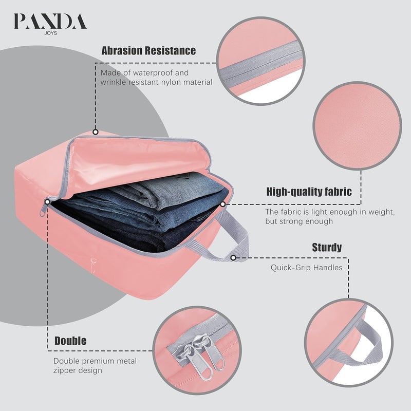 PANDA JOYS 4 Set Compression Packing Cubes Travel - Travel Accessories Expandable Packing Organizers for Carry On - Essentials Luggage Bags - Pink - Image 4